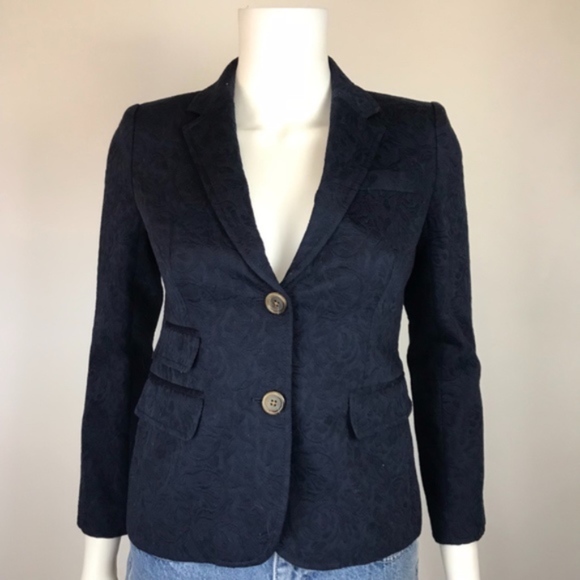 J. Crew Jackets & Blazers - J. Crew Navy Schoolboy Jacquard Textured Blazer